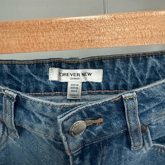 Forever New Denim Effy Barrell-Leg Jeans Straight Mid Wash Blue Size 10 - Picture 3 of 4